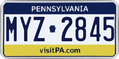 PA license plate MYZ2845
