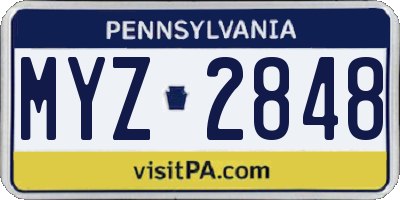 PA license plate MYZ2848