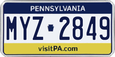 PA license plate MYZ2849