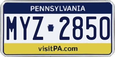 PA license plate MYZ2850