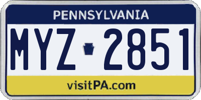 PA license plate MYZ2851