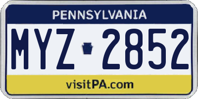 PA license plate MYZ2852