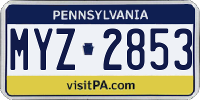 PA license plate MYZ2853