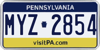 PA license plate MYZ2854