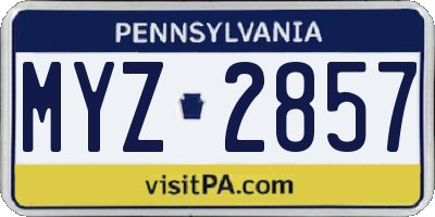 PA license plate MYZ2857