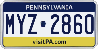 PA license plate MYZ2860