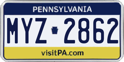 PA license plate MYZ2862
