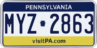 PA license plate MYZ2863