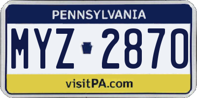 PA license plate MYZ2870
