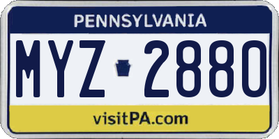 PA license plate MYZ2880