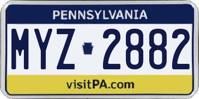 PA license plate MYZ2882