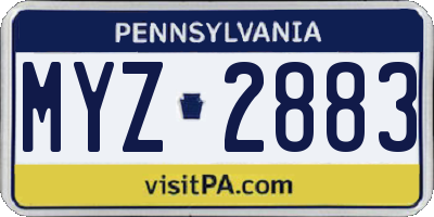 PA license plate MYZ2883