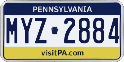 PA license plate MYZ2884