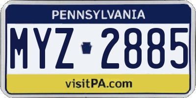 PA license plate MYZ2885