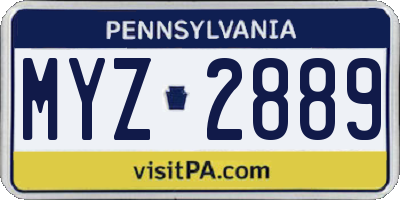 PA license plate MYZ2889