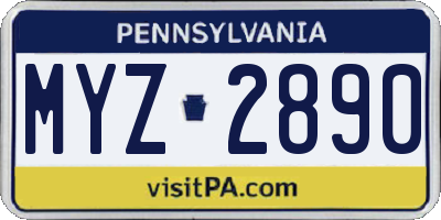 PA license plate MYZ2890