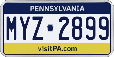 PA license plate MYZ2899