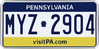 PA license plate MYZ2904