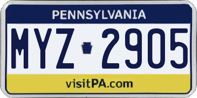 PA license plate MYZ2905