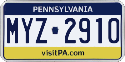 PA license plate MYZ2910