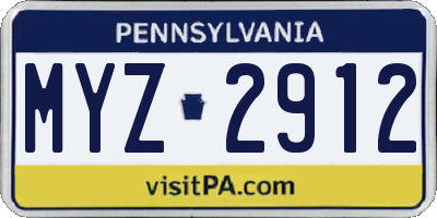 PA license plate MYZ2912