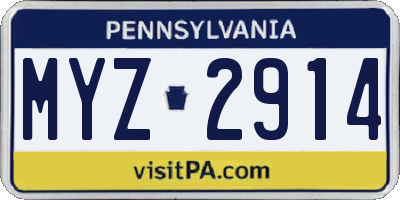 PA license plate MYZ2914