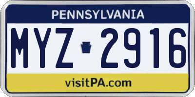 PA license plate MYZ2916