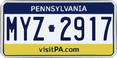 PA license plate MYZ2917