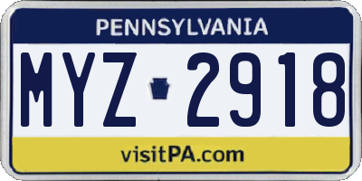 PA license plate MYZ2918