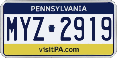 PA license plate MYZ2919
