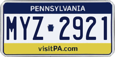 PA license plate MYZ2921