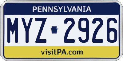 PA license plate MYZ2926