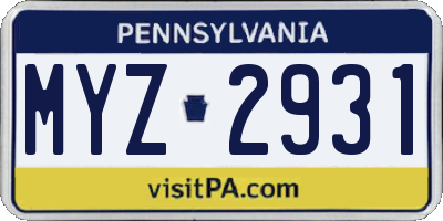 PA license plate MYZ2931