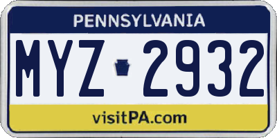 PA license plate MYZ2932