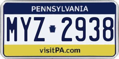 PA license plate MYZ2938