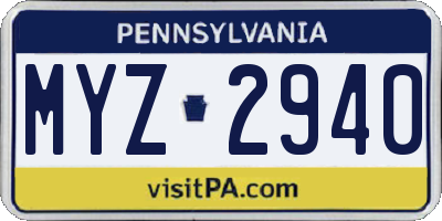 PA license plate MYZ2940