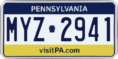 PA license plate MYZ2941