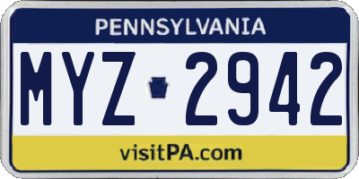 PA license plate MYZ2942