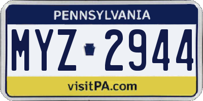 PA license plate MYZ2944