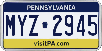 PA license plate MYZ2945