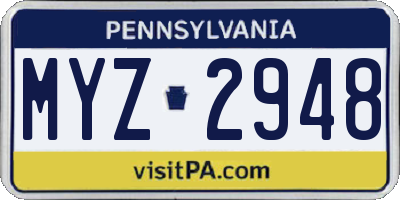 PA license plate MYZ2948
