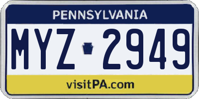 PA license plate MYZ2949