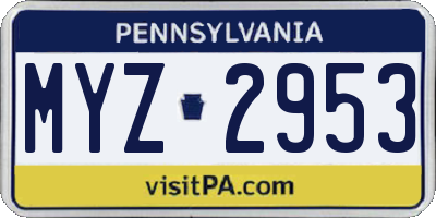 PA license plate MYZ2953