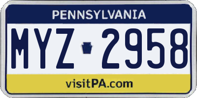 PA license plate MYZ2958