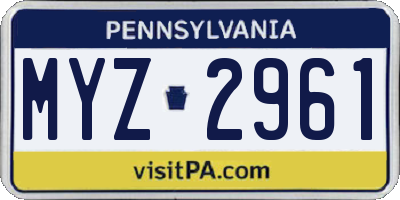 PA license plate MYZ2961