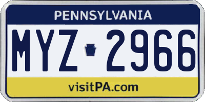 PA license plate MYZ2966