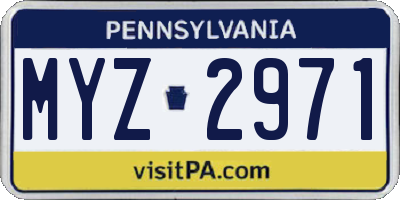 PA license plate MYZ2971