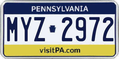 PA license plate MYZ2972