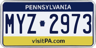 PA license plate MYZ2973