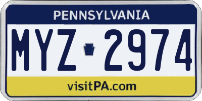 PA license plate MYZ2974